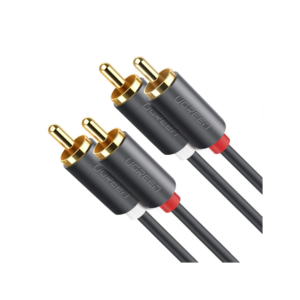 Cable de Audio 2 RCA Macho a 2 RCA Macho / 3 Metros (9.84 Pies) / Color Negro / Alta Calidad / Anillos de Goma para Asegurar un Agarre Firme al Instalar o Quitar el Cable