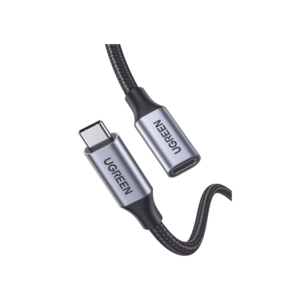 Cable USB-C Macho a USB-C Hembra | 1metro | USB-C 3.1 Gen 2 | Compatible con Thunderbolt 3 | Carcasa de Aluminio | Nylon Trenzado | Transferencia de Datos 10 Gbps | Soporta hasta 100W para Carga Rápida.