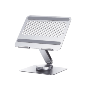 Soporte Giratorio de Aluminio para Laptop | Giratorio 360° | Función de Bloqueo | Soporta Laptops de 10 a 17.3''| Capacidad de Carga 5Kg | Excelente Estabilidad | Diseño Ergonómico | Altura y Angulo Ajustable | Plegable y Port&