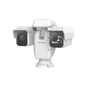 PTZ Punta de Poste IP Dual / Lente Térmico 100 mm (640 X 512) / Lente Óptico 56X Zoom (4 MP) / 800 mts IR Laser / 36 VCC / IP66 / Recubrimiento Anticorrosivo