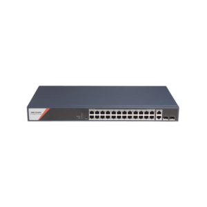 Switch Gigabit PoE+ / Administrable / 24 Puertos 1000 Mbps PoE+ (4 Puertos PoE++ 90 W) / 2 Puertos 1000 Mbps de Uplink / 2 Puertos SFP / Configuración Nube Hik-PartnerPro / Modo Extendido hasta 300 Metros / 370 W