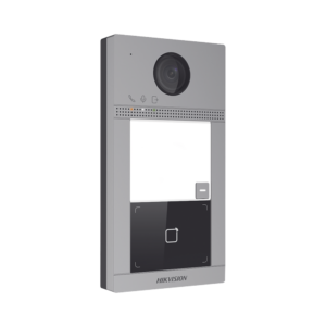 Videoportero IP 2 Megapixel / Llamada y Apertura Remota desde App Hik-Connect / PoE / Exterior IP65 + Antivandalico IK08 / 1 Departamento / Apertura con Tarjeta / Soporta 2 Puertas y hasta 6 Monitores