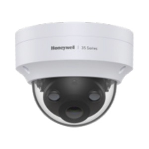 Domo IP 5 Megapíxeles / Lente 2.8 mm / 40 mts IR / Ultra Baja Iluminación /  NDAA / ONVIF / IP67 / IK10 / IA (Filtro de Humanos y Vehiculos) / Conteo de Personas / Merodeo / H.265 / PoE / Alarmas I/O / Serie 35 / Honeywell Security