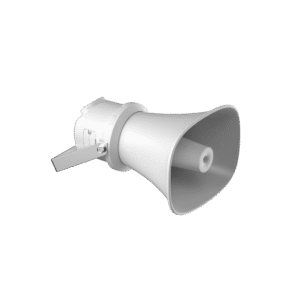 Bocina (Altavoz IP ) | Tipo Trompeta | 7 Watts | PoE+ | Exterior IP67 | Metal | Voceo en tiempo real | Calendarización de audios | Síntesis de Voz (TTS) | Entrada de alarma