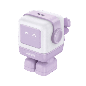 Cargador Mini GaNRobot 30W serie UNO | 1 USB-C de Carga Rápida | Tecnología GaN II | Multiprotocolo PD/QC/SCP/FCA | Carga Inteligente | Pantalla LED | Zapato Magnético Extraíble | Thermal Guard | Color Lila.