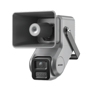Cámara IP 4 Megapixel + Bocina IP Integrada / Lente Motorizado 2.8 a 12 mm / 7 Watts de Potencia / Exterior IP67 / PoE+ / Metal / DualLight (50 mts IR 20 mts Luz Blanca) /2 Micrófonos Integrados / MicroSD